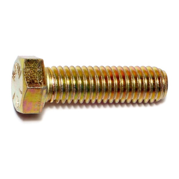 Midwest Fastener Grade 8, 7/16"-14 Hex Head Cap Screw, Zinc Yellow Steel, 1-1/2 in L, 25 PK 00711